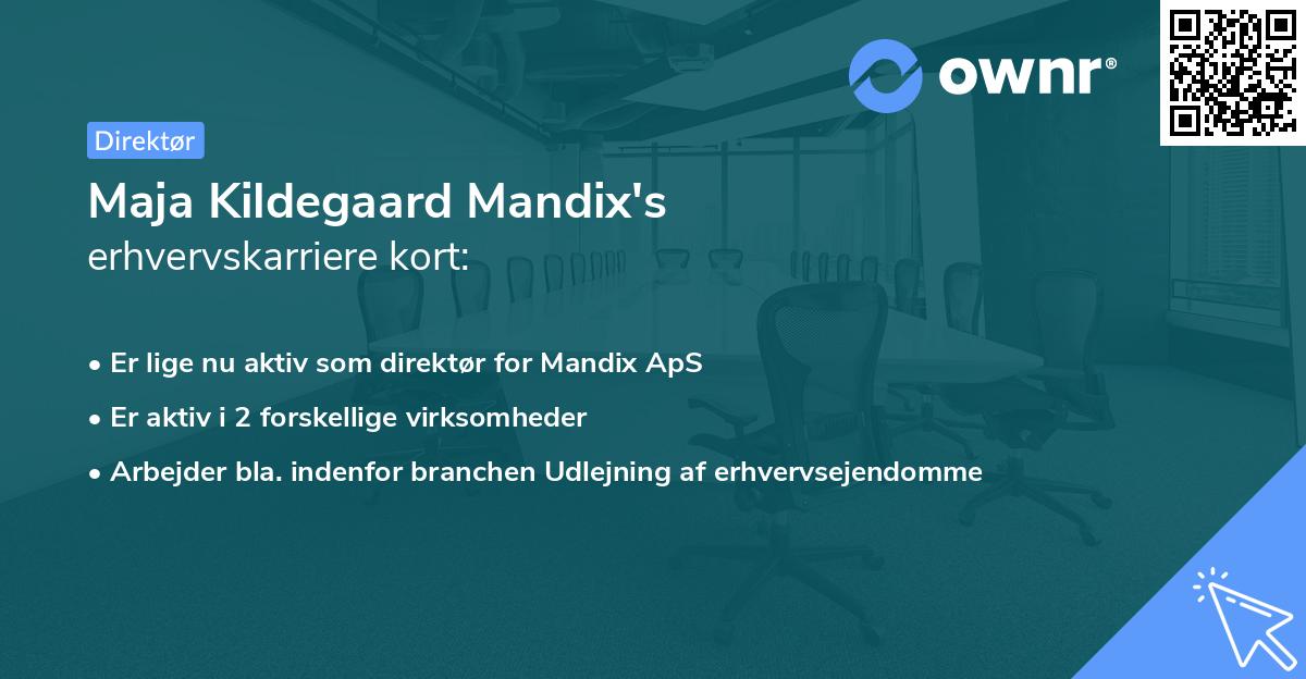 Maja Kildegaard Mandix's erhvervskarriere kort