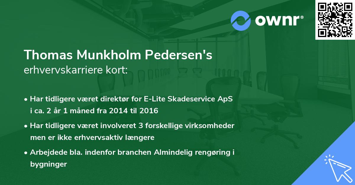 Thomas Munkholm Pedersen's erhvervskarriere kort