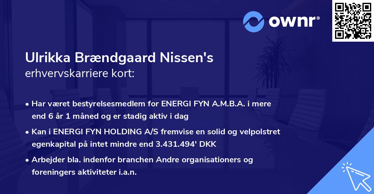Ulrikka Brændgaard Nissen's erhvervskarriere kort