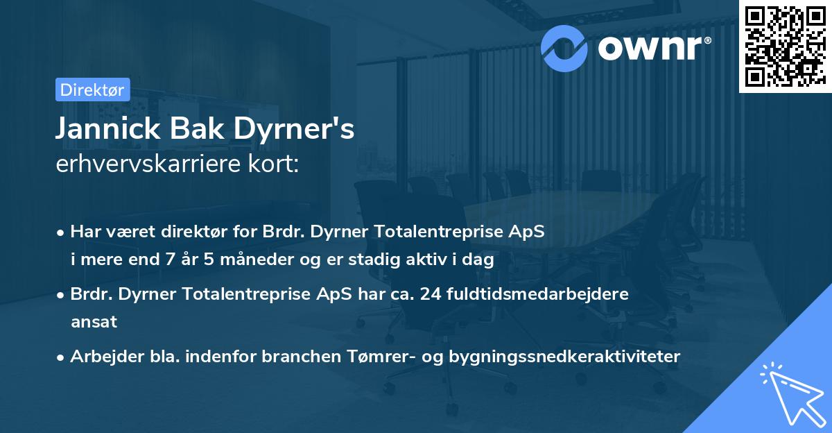 Jannick Bak Dyrner's erhvervskarriere kort