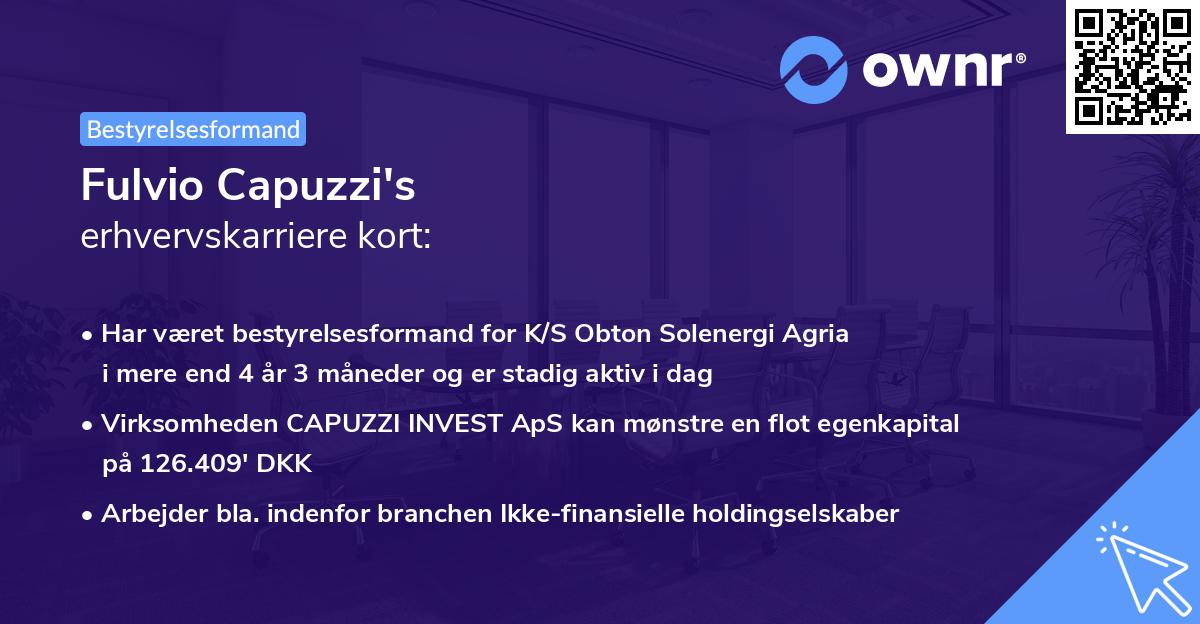 Fulvio Capuzzi's erhvervskarriere kort