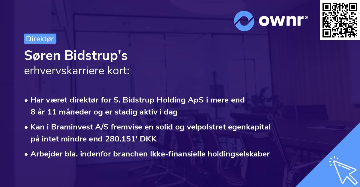 Søren Bidstrup's erhvervskarriere kort