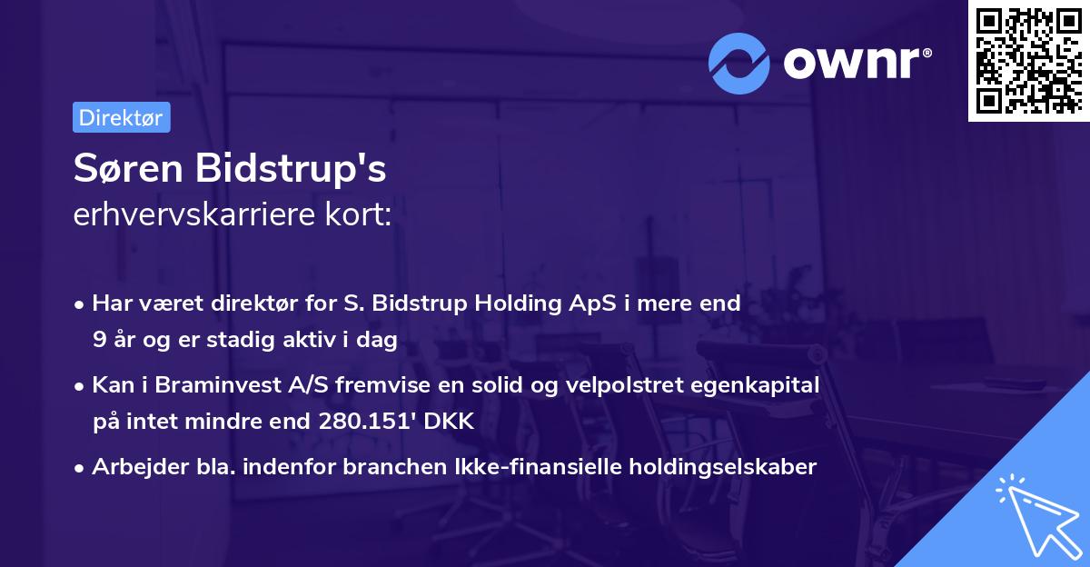 Søren Bidstrup's erhvervskarriere kort