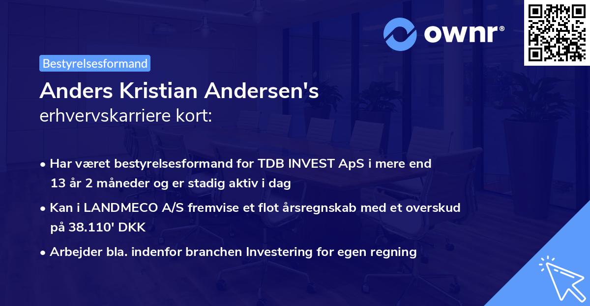 Anders Kristian Andersen's erhvervskarriere kort