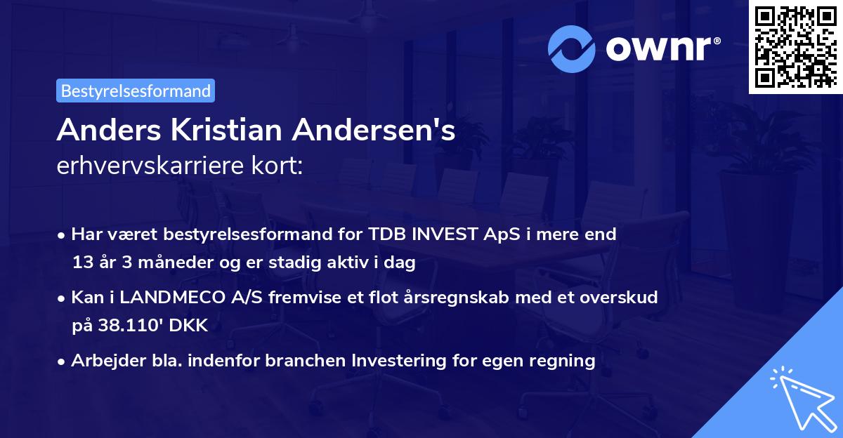 Anders Kristian Andersen's erhvervskarriere kort