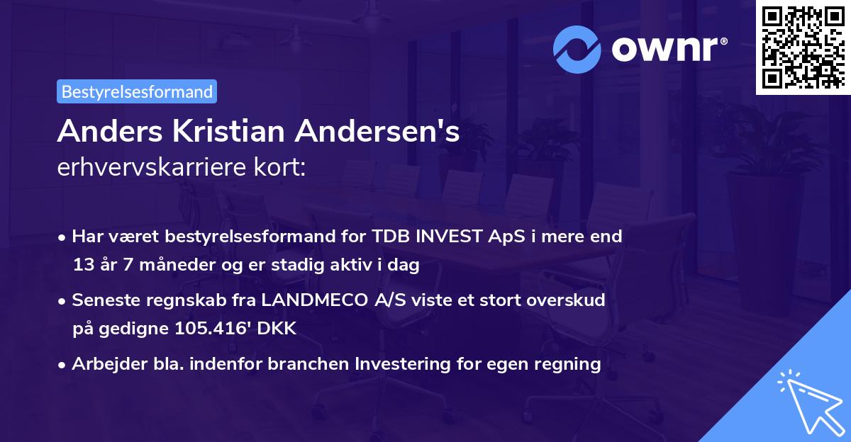 Anders Kristian Andersen's erhvervskarriere kort