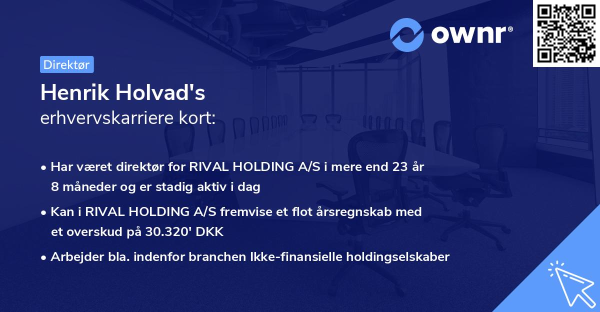 Henrik Holvad's erhvervskarriere kort