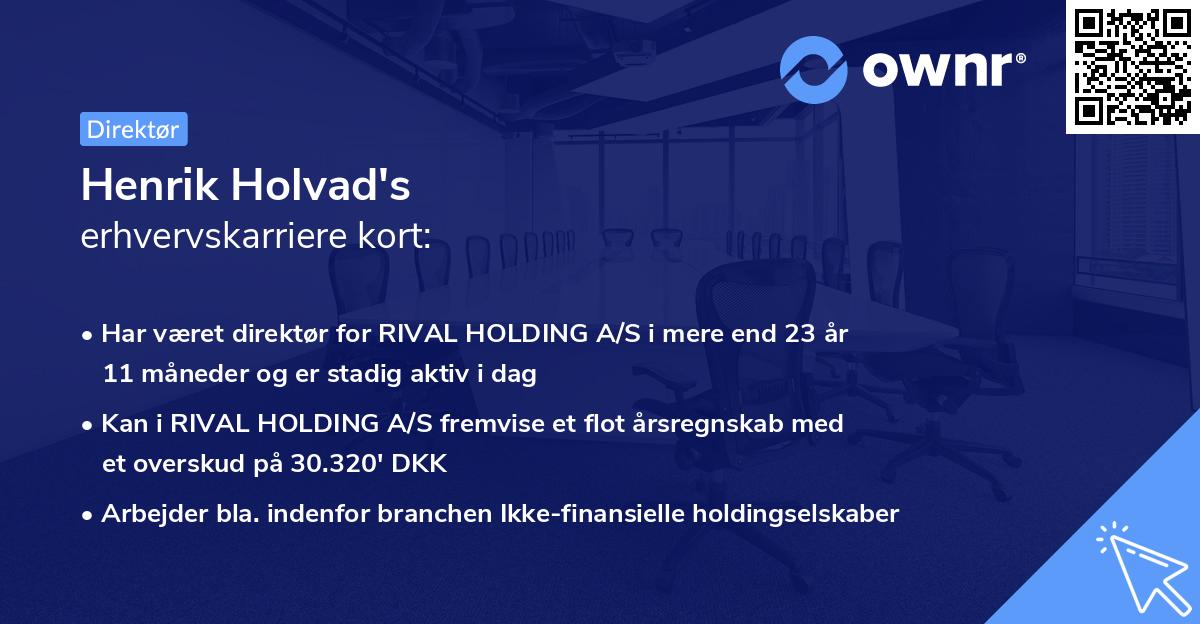 Henrik Holvad's erhvervskarriere kort