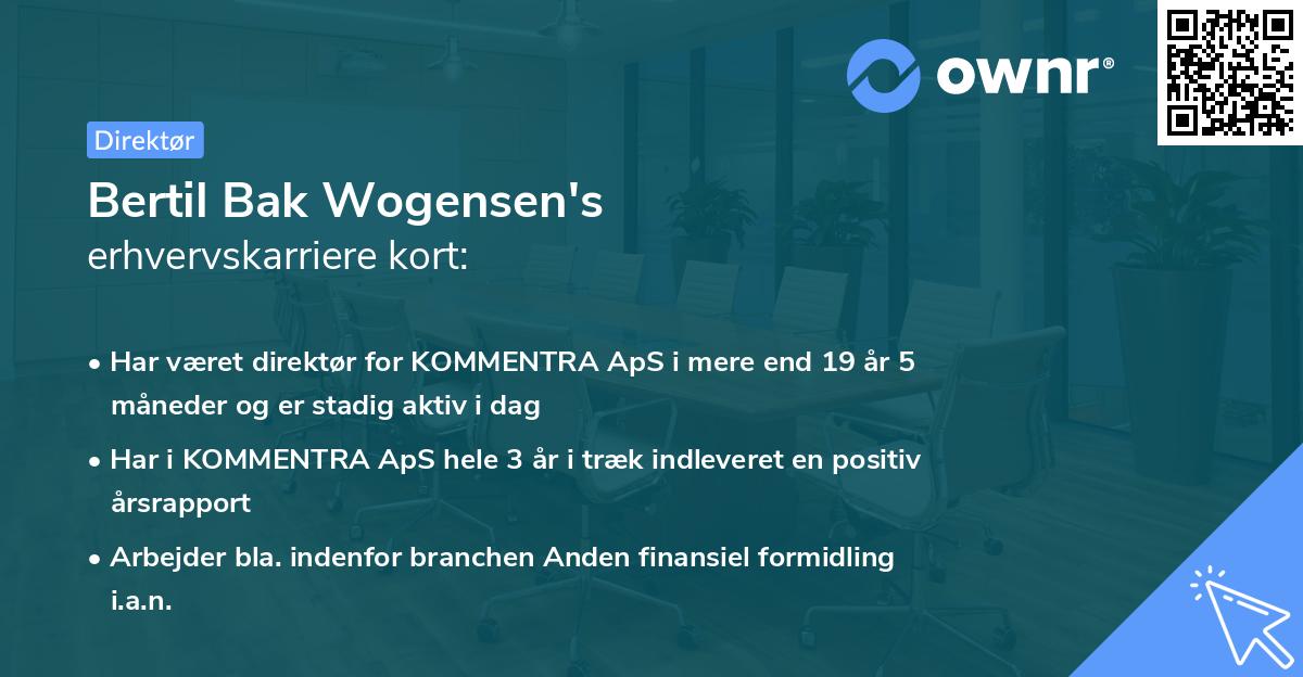 Bertil Bak Wogensen's erhvervskarriere kort