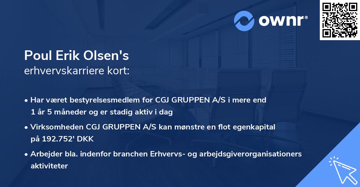 Poul Erik Olsen's erhvervskarriere kort