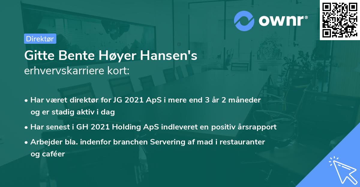 Gitte Bente Høyer Hansen's erhvervskarriere kort