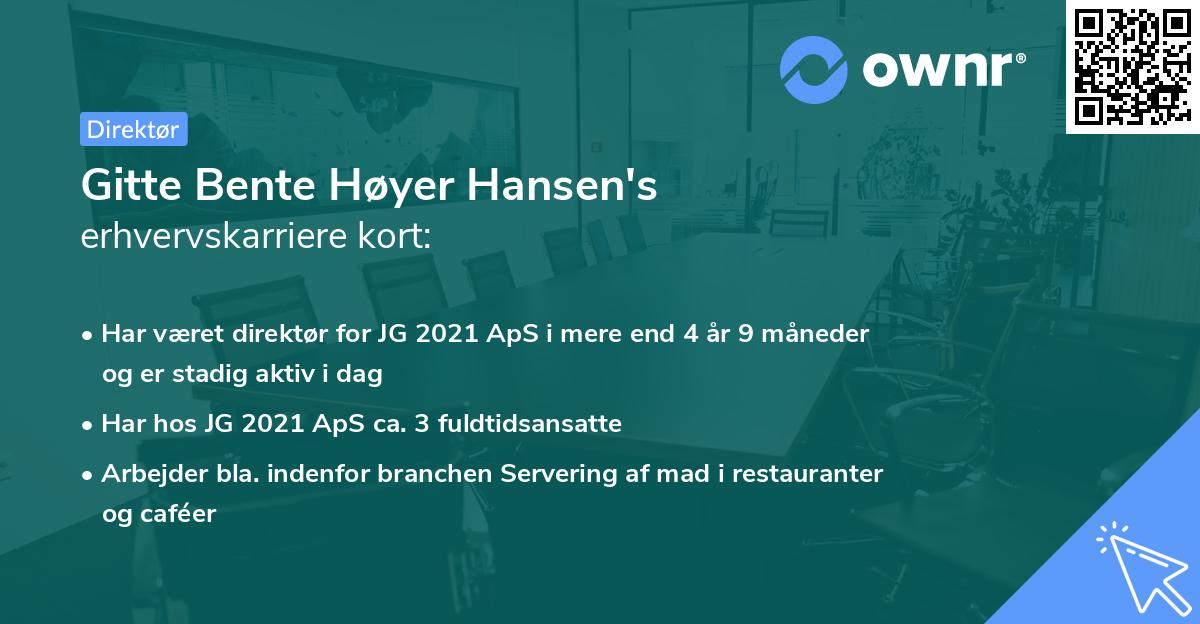 Gitte Bente Høyer Hansen's erhvervskarriere kort