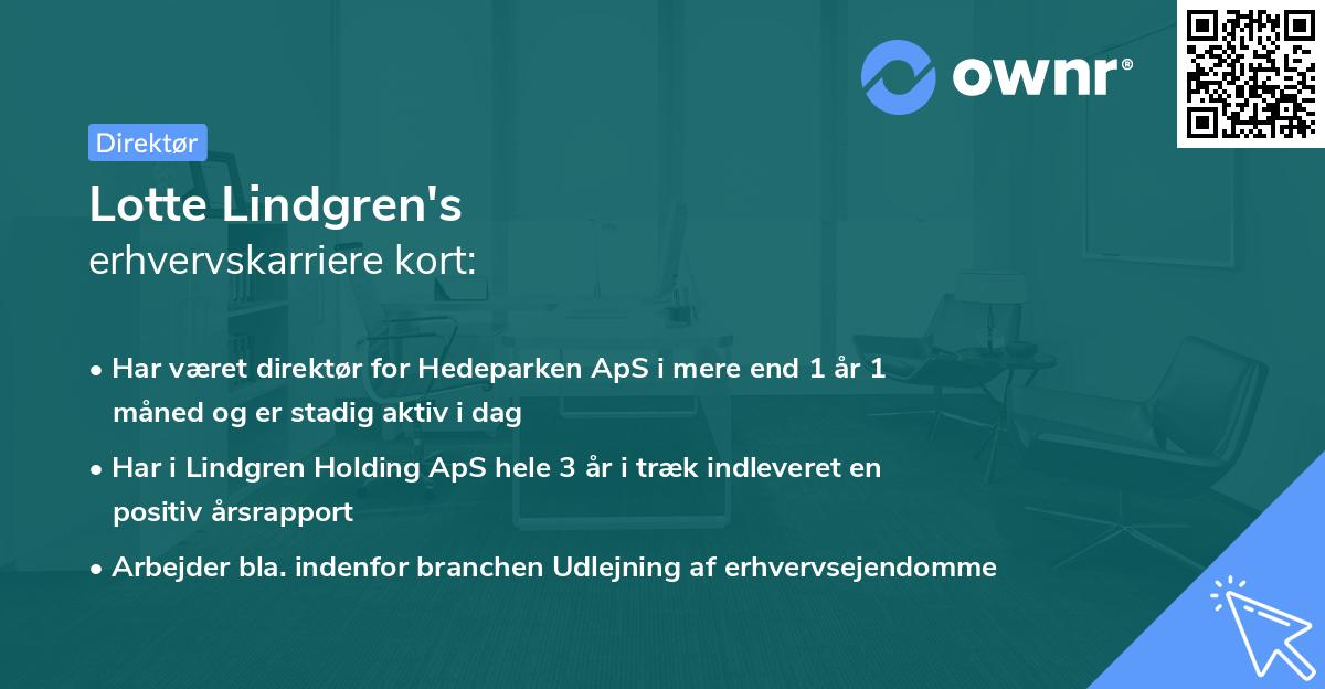 Lotte Lindgren's erhvervskarriere kort