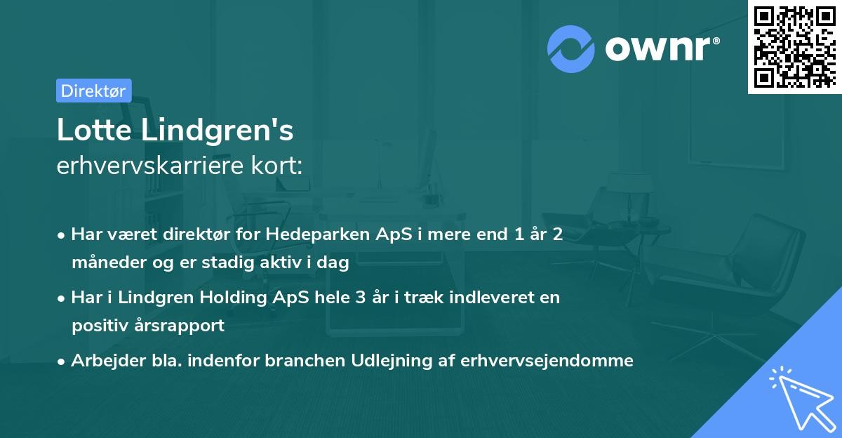 Lotte Lindgren's erhvervskarriere kort