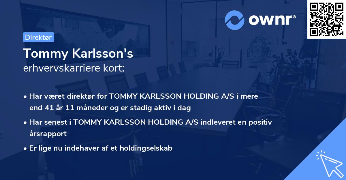 Tommy Karlsson's erhvervskarriere kort