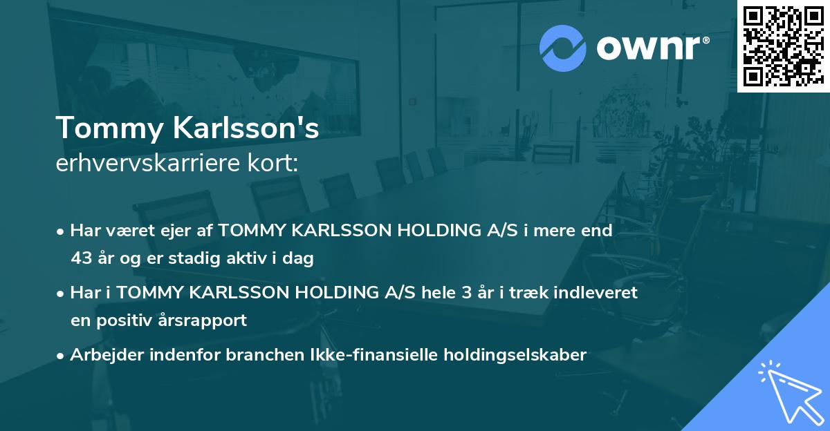 Tommy Karlsson's erhvervskarriere kort