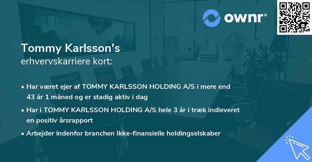 Tommy Karlsson's erhvervskarriere kort