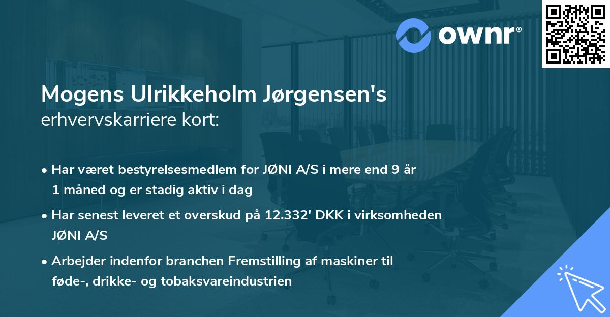 Mogens Ulrikkeholm Jørgensen's erhvervskarriere kort