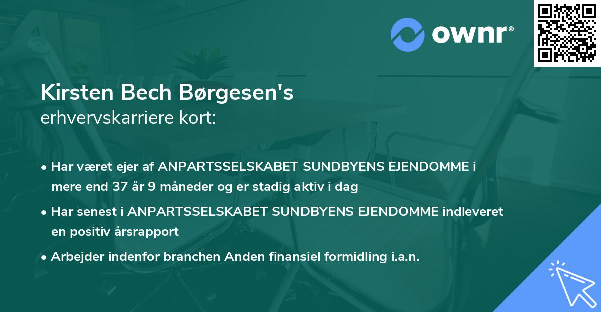 Kirsten Bech Børgesen's erhvervskarriere kort