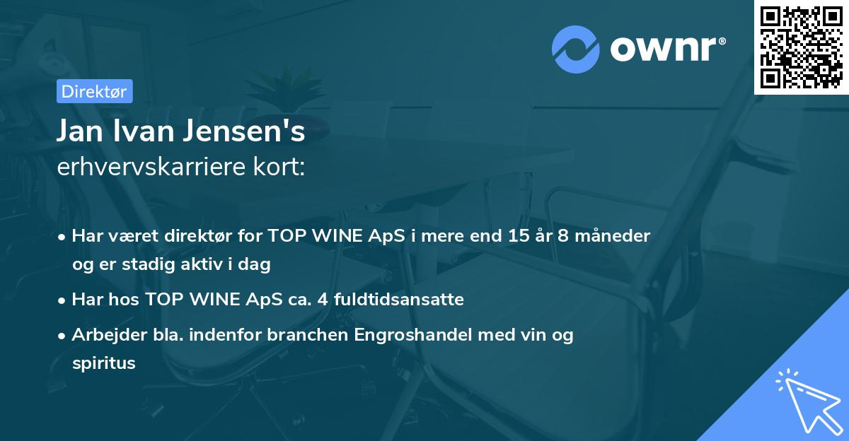 Jan Ivan Jensen's erhvervskarriere kort
