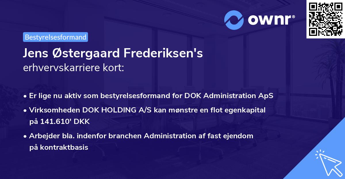 Jens Østergaard Frederiksen's erhvervskarriere kort