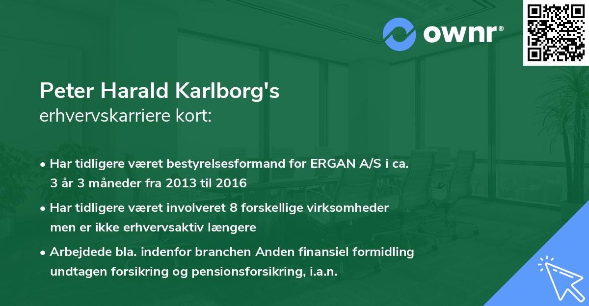 Peter Harald Karlborg's erhvervskarriere kort