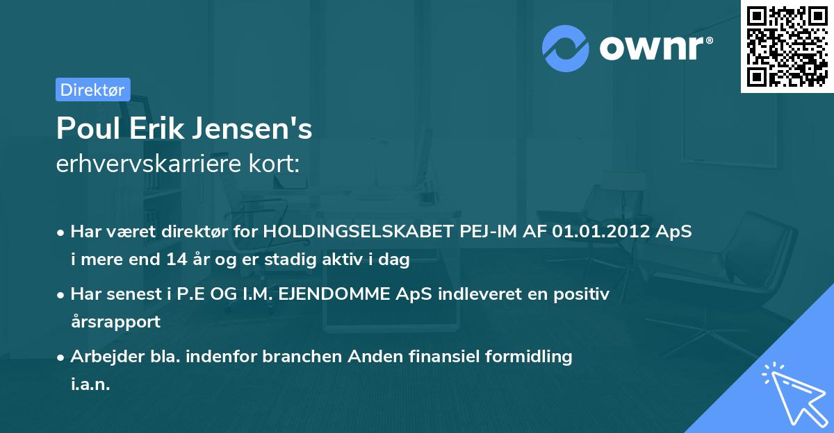 Poul Erik Jensen's erhvervskarriere kort