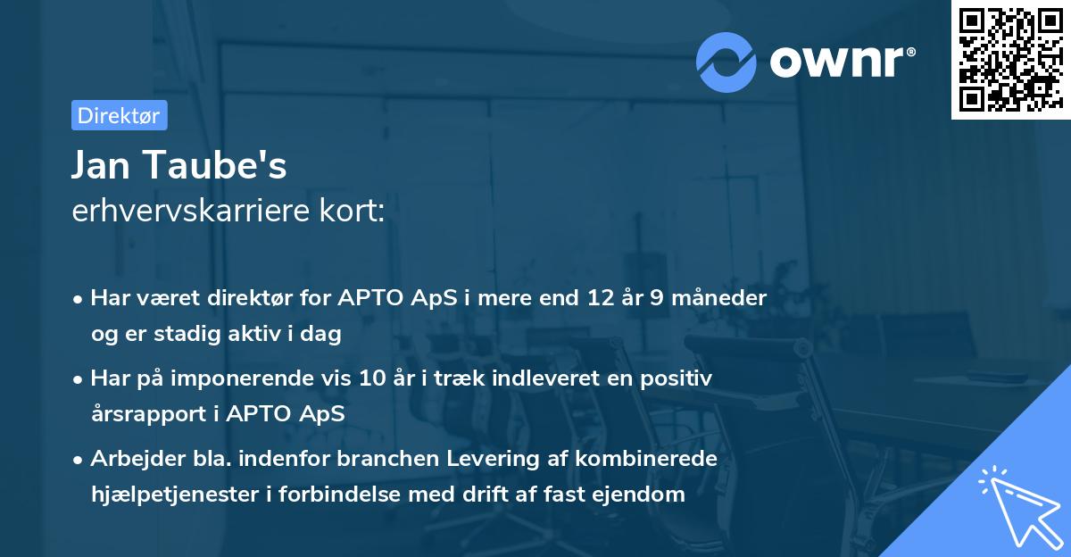 Jan Taube's erhvervskarriere kort