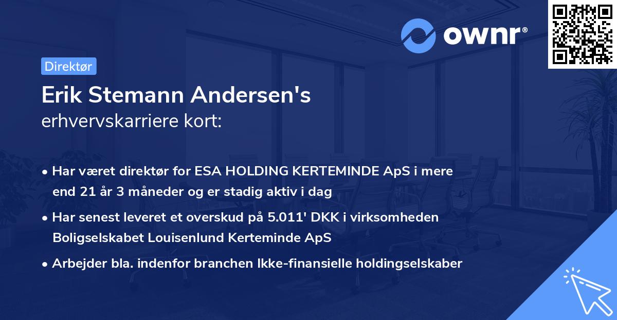Erik Stemann Andersen's erhvervskarriere kort
