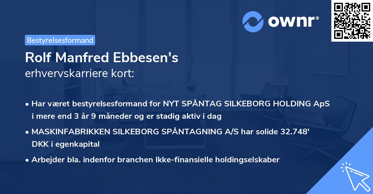 Rolf Manfred Ebbesen's erhvervskarriere kort