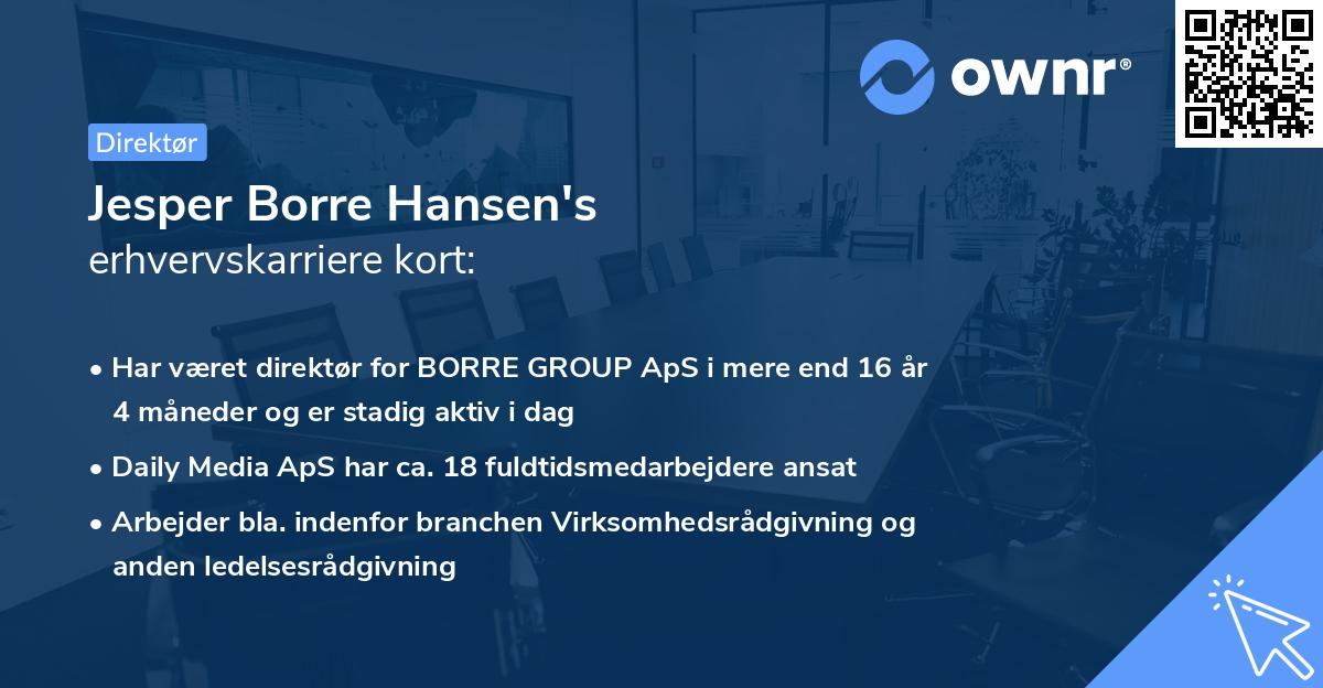 Jesper Borre Hansen's erhvervskarriere kort