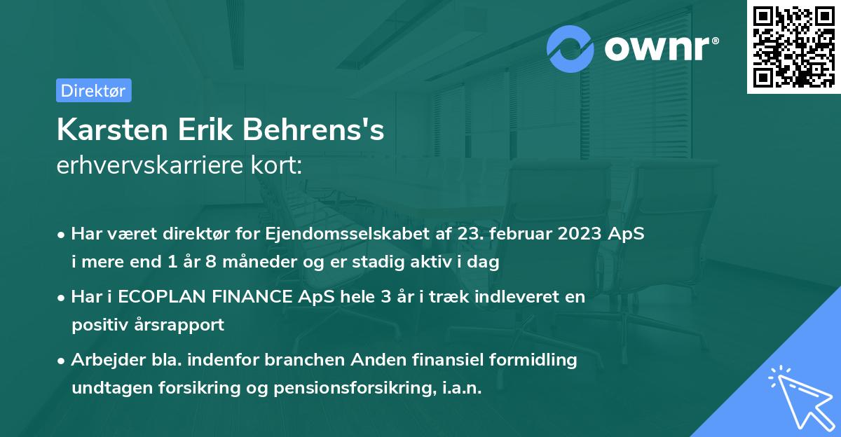 Karsten Erik Behrens's erhvervskarriere kort