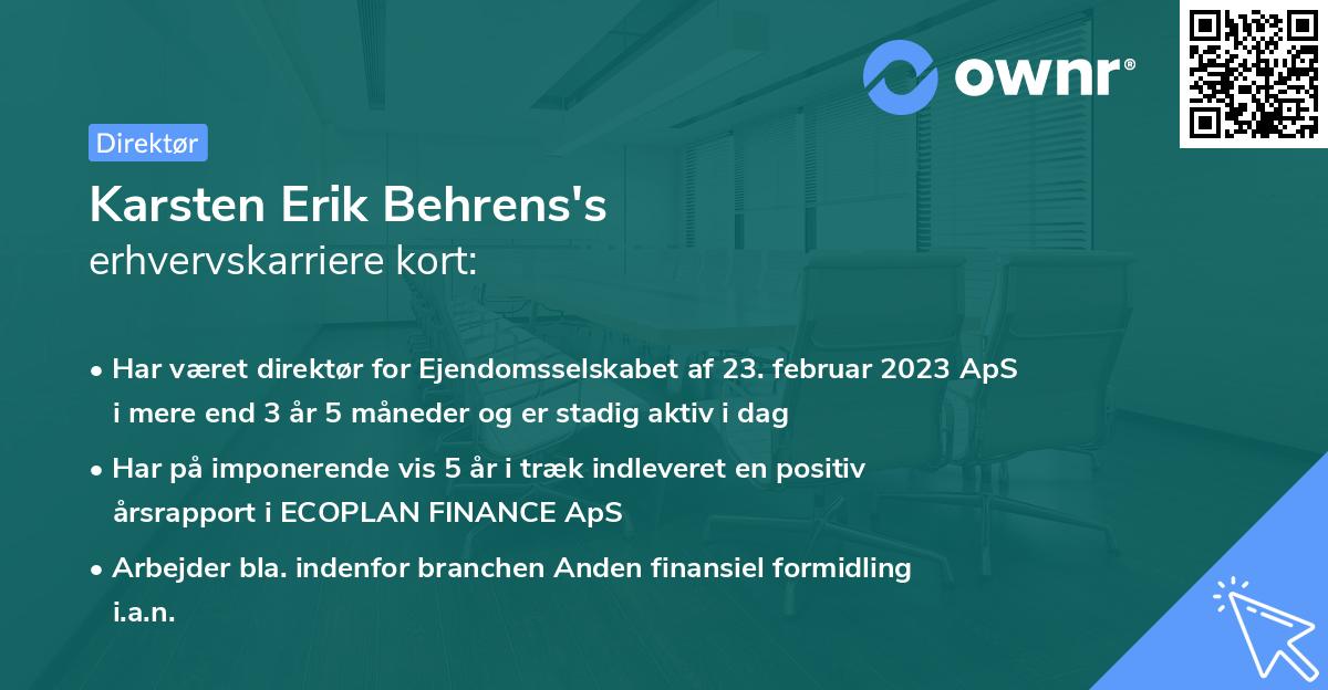 Karsten Erik Behrens's erhvervskarriere kort
