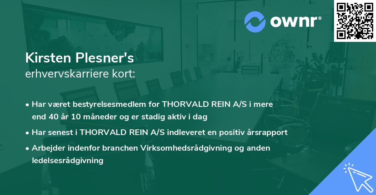 Kirsten Plesner's erhvervskarriere kort