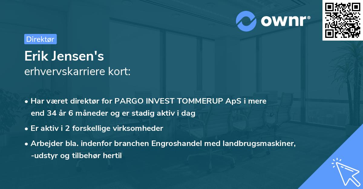 Erik Jensen's erhvervskarriere kort