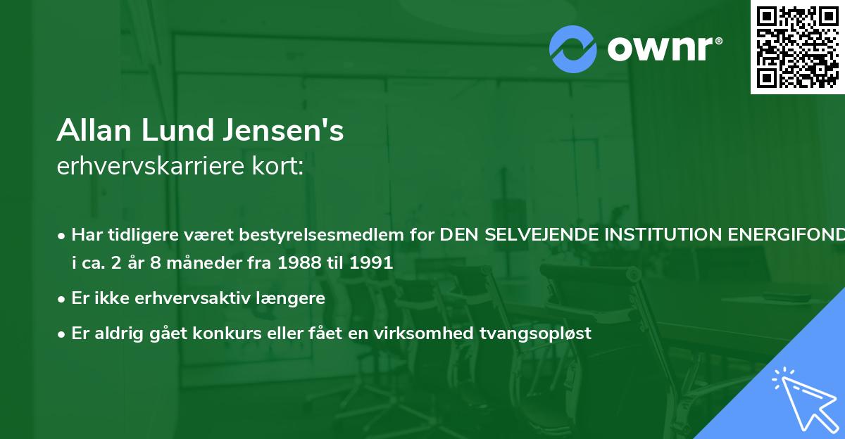 Allan Lund Jensen's erhvervskarriere kort