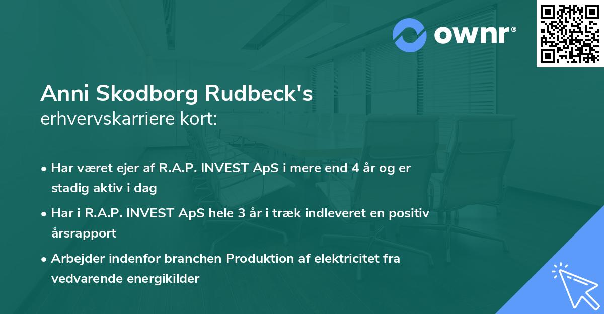Anni Skodborg Rudbeck's erhvervskarriere kort