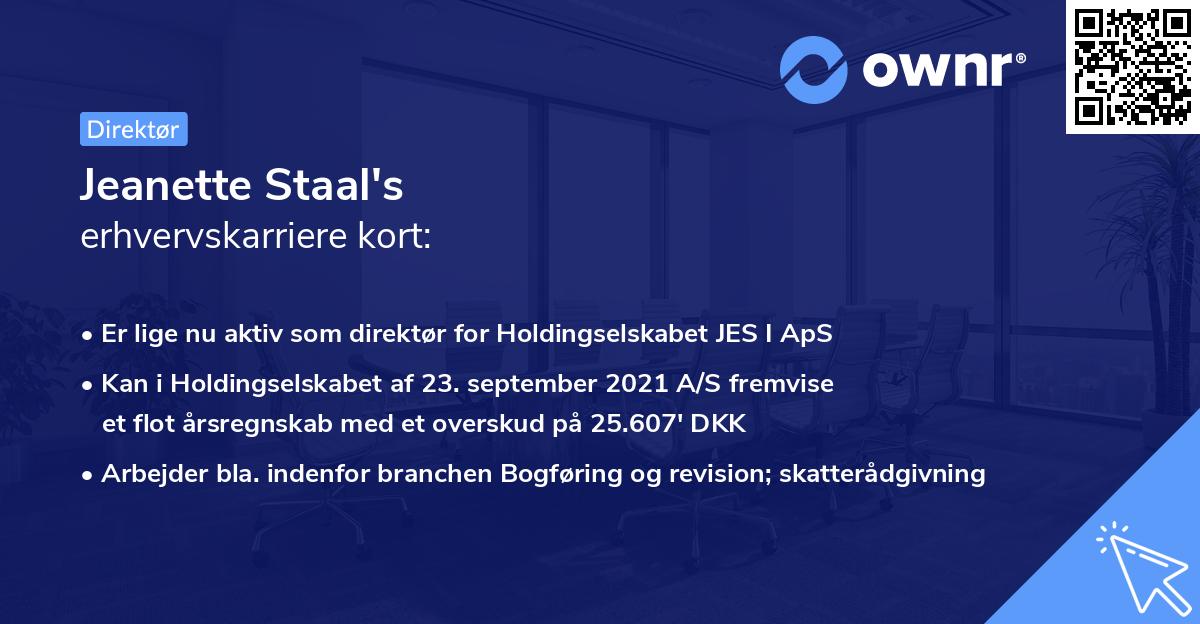 Jeanette Staal's erhvervskarriere kort