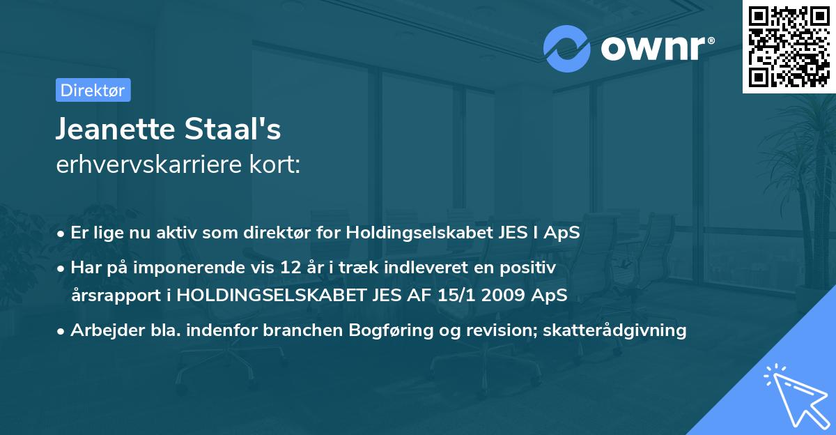 Jeanette Staal's erhvervskarriere kort