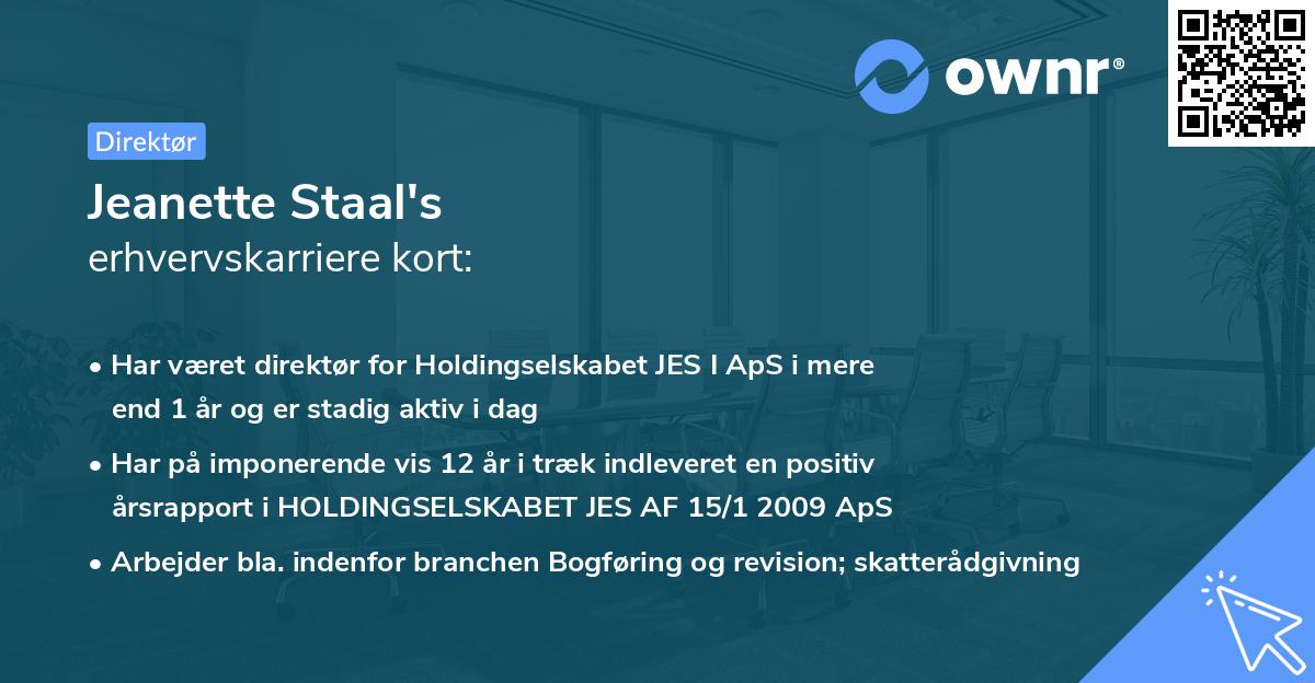 Jeanette Staal's erhvervskarriere kort