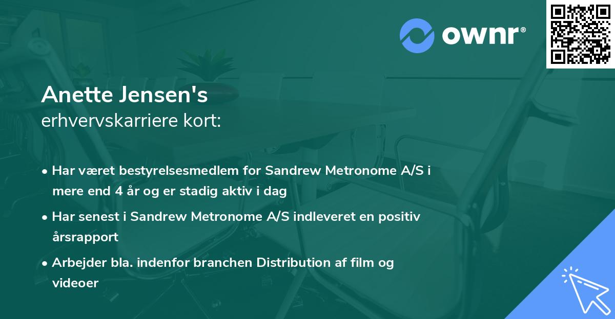 Anette Jensen's erhvervskarriere kort