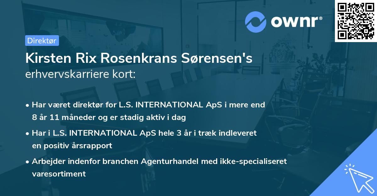 Kirsten Rix Rosenkrans Sørensen's erhvervskarriere kort
