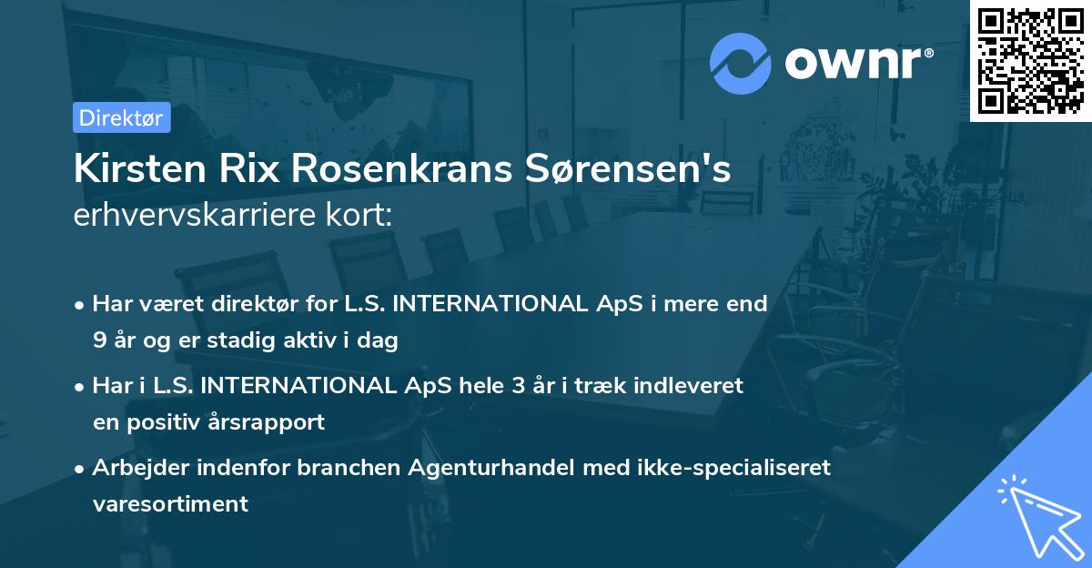 Kirsten Rix Rosenkrans Sørensen's erhvervskarriere kort