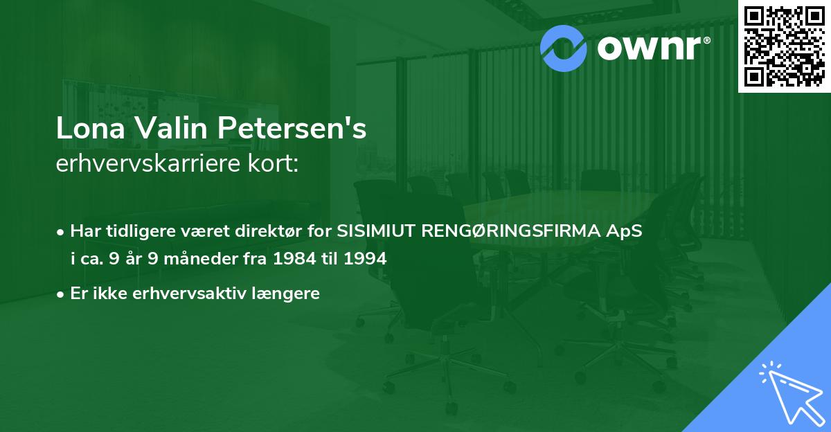 Lona Valin Petersen's erhvervskarriere kort