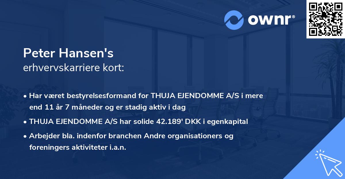 Peter Hansen's erhvervskarriere kort