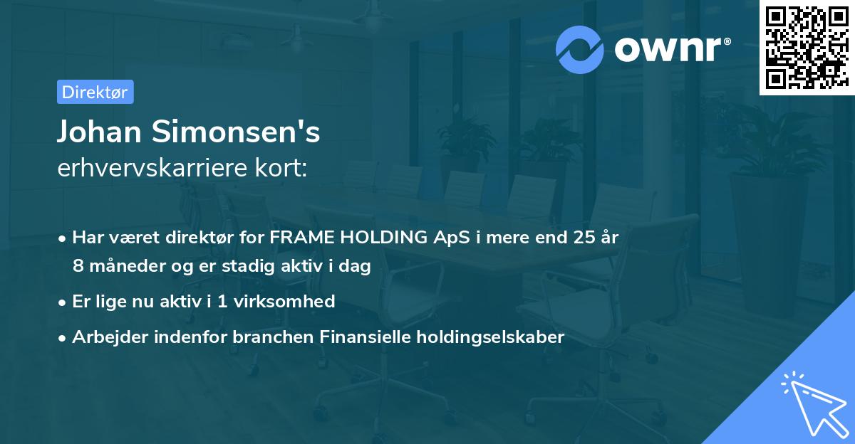 Johan Simonsen's erhvervskarriere kort