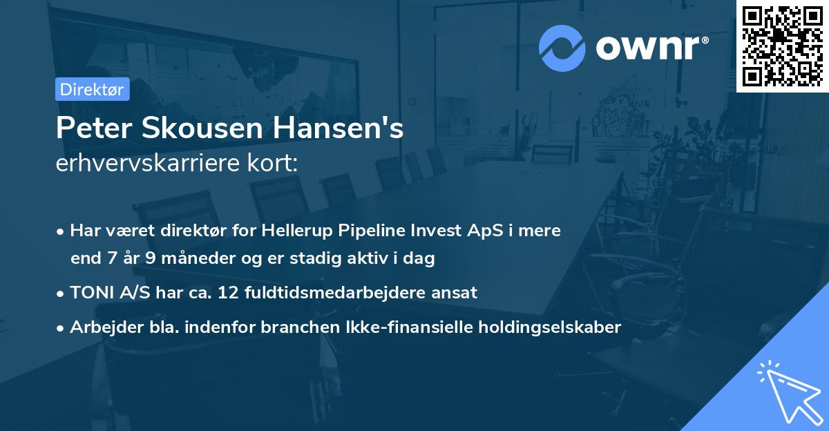Peter Skousen Hansen's erhvervskarriere kort