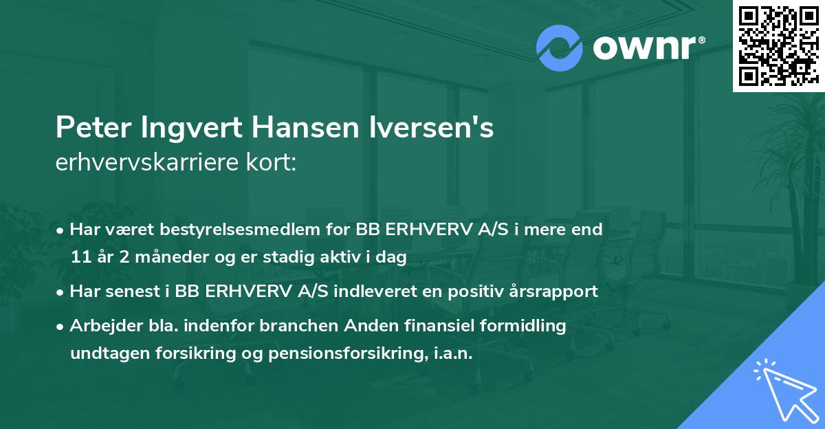 Peter Ingvert Hansen Iversen's erhvervskarriere kort