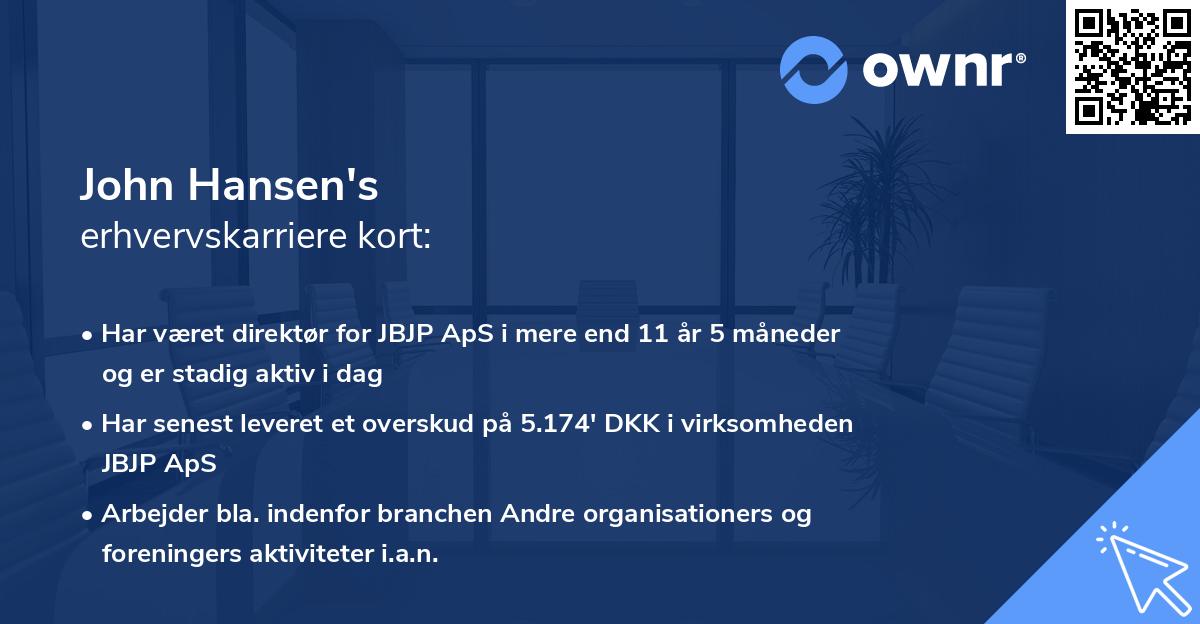 John Hansen's erhvervskarriere kort