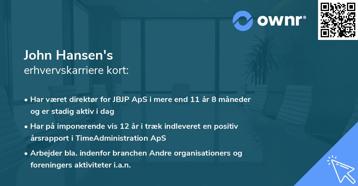 John Hansen's erhvervskarriere kort